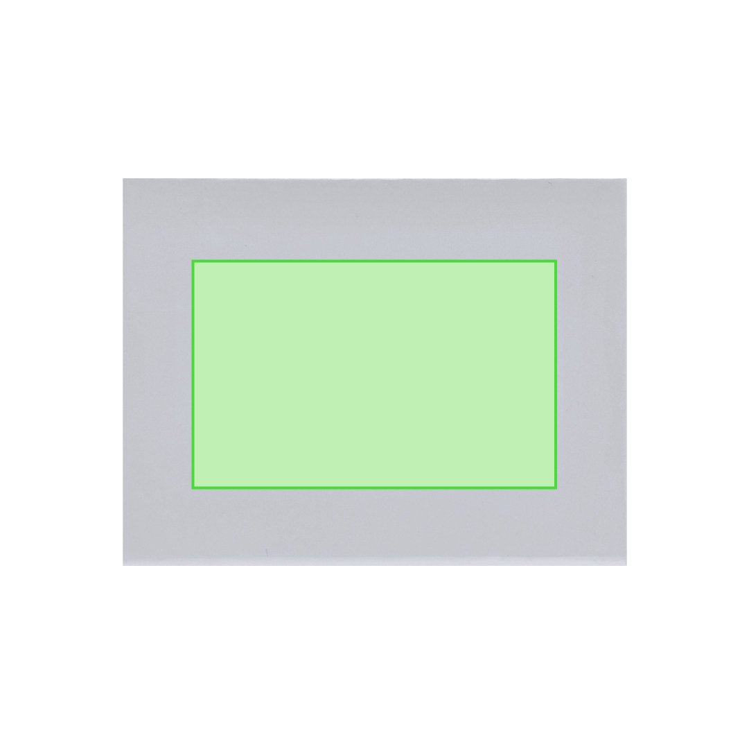 Frente: 80 x 50 mm