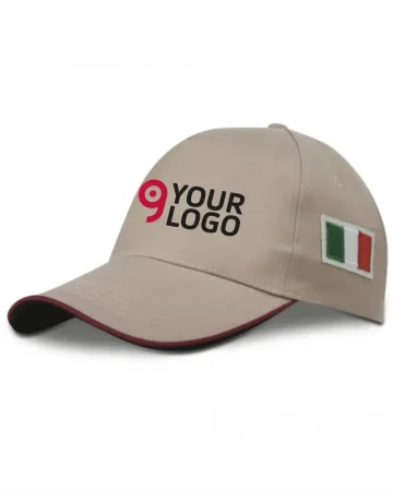 Gorra de cinco paneles con bandera italiana