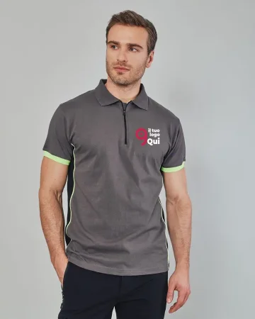POLO FLORIDA amarillo fluorescente hombre 100% algodón UPF50+ manga co