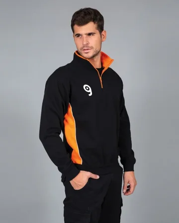 Sudadera Bari bicolor con cremallera, fabricada en Italia, 80% algodón