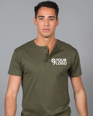 Camiseta serafino de hombre Malaga en algodón peinado, cuello redondo