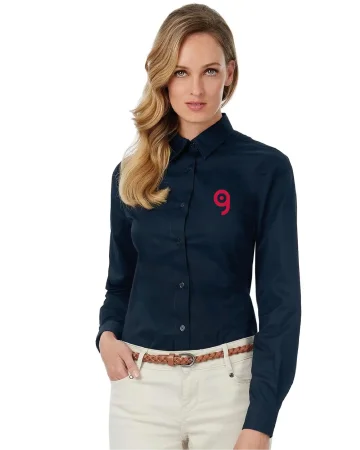 Blusa de mujer de algodón, ajuste entallado, puño angular