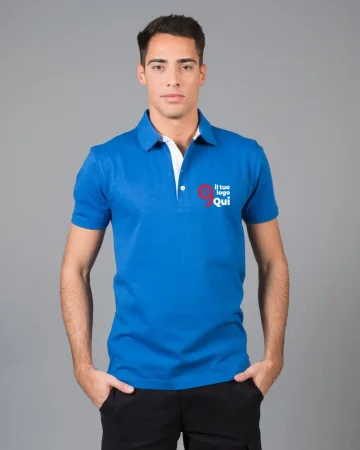 Camisa tipo polo de hombre Riccione 100% algodón manga corta con 4 bot