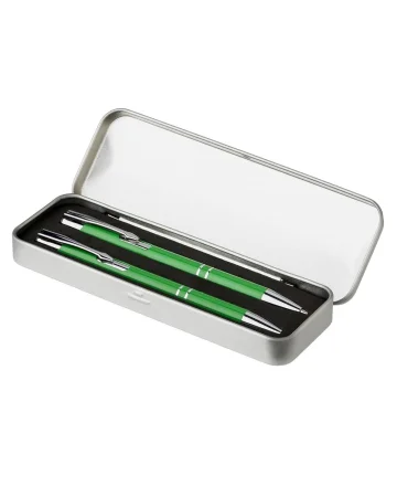 Set de escritura Zahir en aluminio, bolígrafo azul y portaminas platea