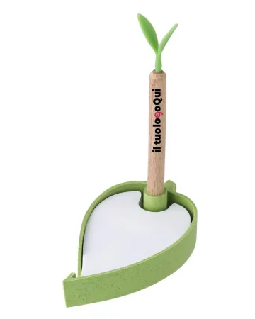 Set de notas Janine ECO paja, 100 hojas, bolígrafo de madera, 11.5x6.5