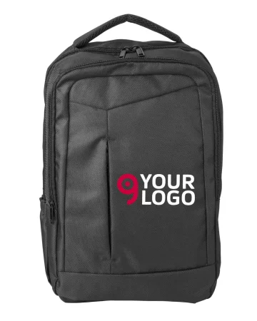 Mochila para computadora portátil de poliéster con práctico bolsillo f