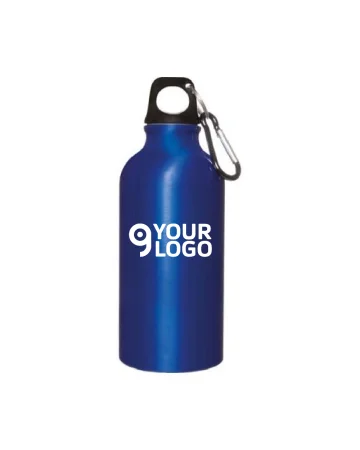 Botella de Aluminio 400 ml con Mosquetón Ligera