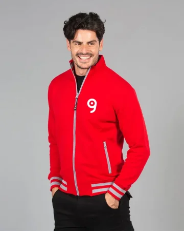 Sudadera Arizona Man azul con cremallera YKK, cuello tipo polo, 80% al