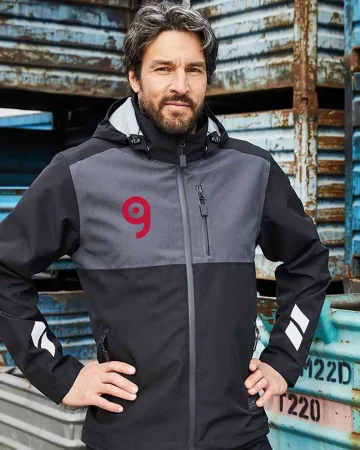 Chaqueta de trabajo negra, cortavientos, impermeable y transpirable