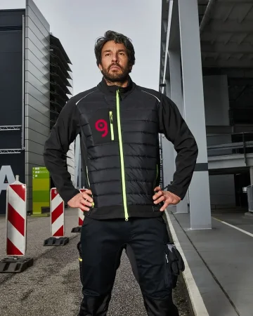 Chaqueta híbrida para hombre softshell repelente al agua de DuPont en 