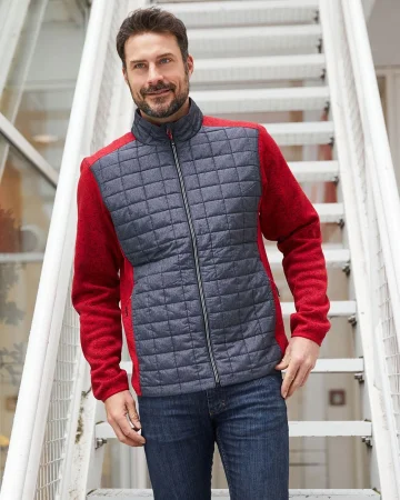 Chaqueta híbrida gris para hombre, cálida de forro polar, cremallera, 
