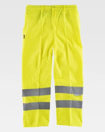 Pantalones de alta visibilidad amarillos EN20471, algodón-poliéster.