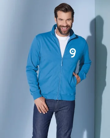 Chaqueta de Sudadera 100% Algodón, Cremallera, Cuello Mao, 300g/m²