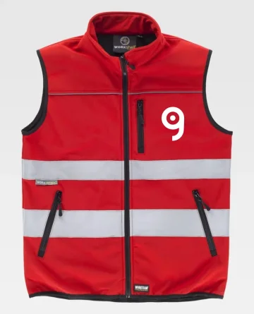 Chaleco Workshell Ripstop rojo cortavientos reflectante para hombre