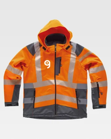 Chaqueta de alta visibilidad Workshell en poliéster con bandas reflect