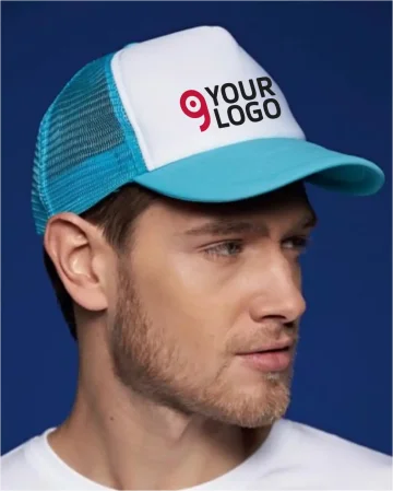 Gorra de malla de 5 paneles, poliéster, talla única