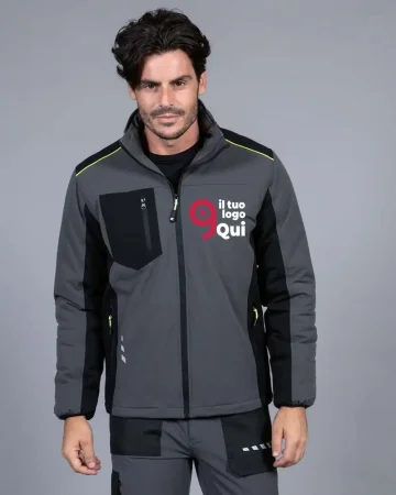 Chaqueta 4STRETCH Aprica Heavy para hombre, capucha, detalles fluoresc