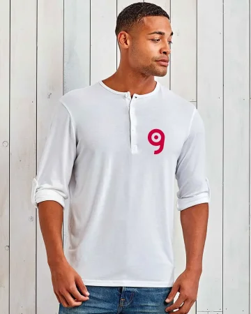 Camiseta de manga larga para hombre, Regular, con 3 botones