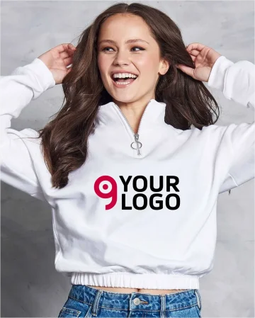 Sudadera corta de mujer ½ cierre con cremallera algodón-poliéster cuel
