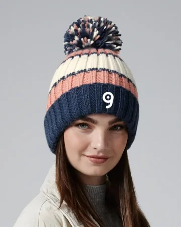 Gorro Hygge a rayas tricolor, con interior de piel de oveja, Unisex