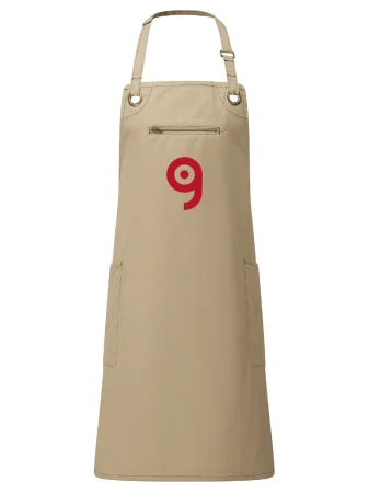 Delantal Barley Grembiule Beige con Costuras a Contraste Bolsillo con