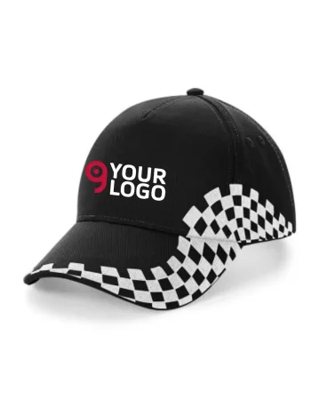 Gorra Grand Prix de 5 paneles de algodón bordado, ajustable