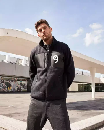 Chaqueta polar de hombre de poliéster reciclado, bolsillos con cremall