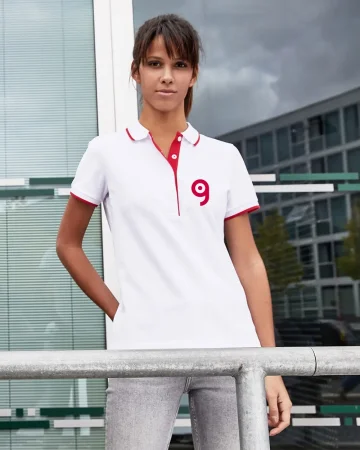 Polo de mujer a rayas de algodón ringspun