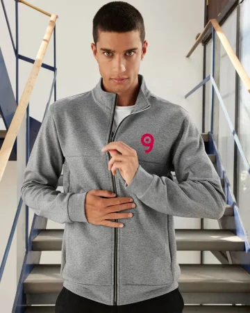 Sudadera de hombre con cremallera larga, tejido técnico, bolsillos int