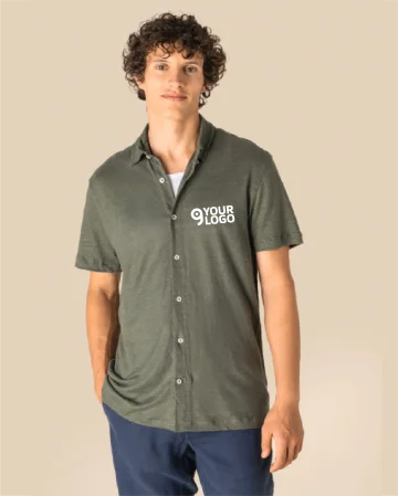 Camisa manga corta de lino hombre