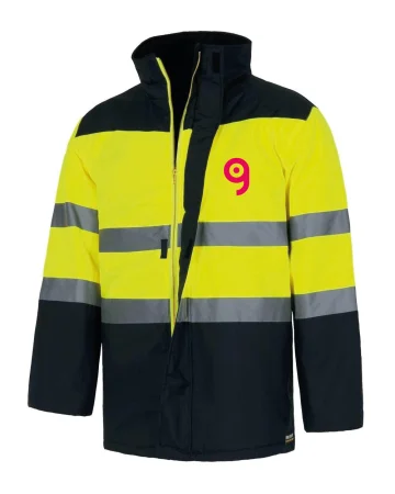 Parka impermeable acolchado certificado de alta visibilidad